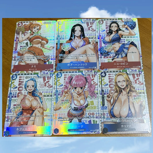 Anime Goddess Story One Piece OPCG Hancock Nami Robin Vivi Cheerleader Series Color Flash 63*88mm